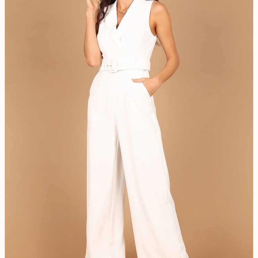 Petal & Pup Siena belted white jumpsuit